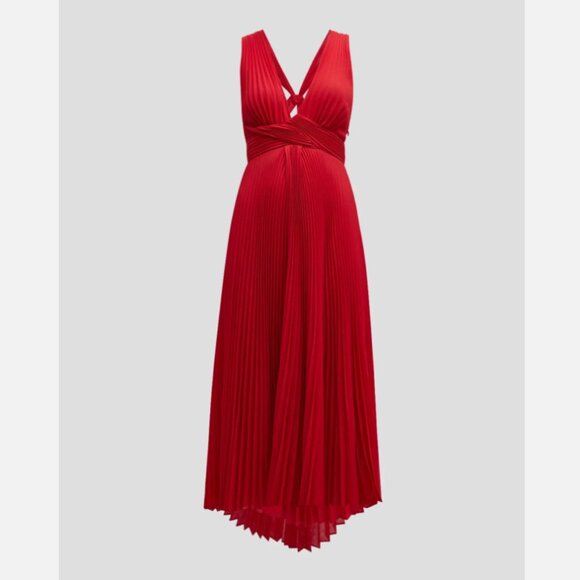 A.L.C Everly Pleated V-Neck Midi Dress - Picture 4 of 9